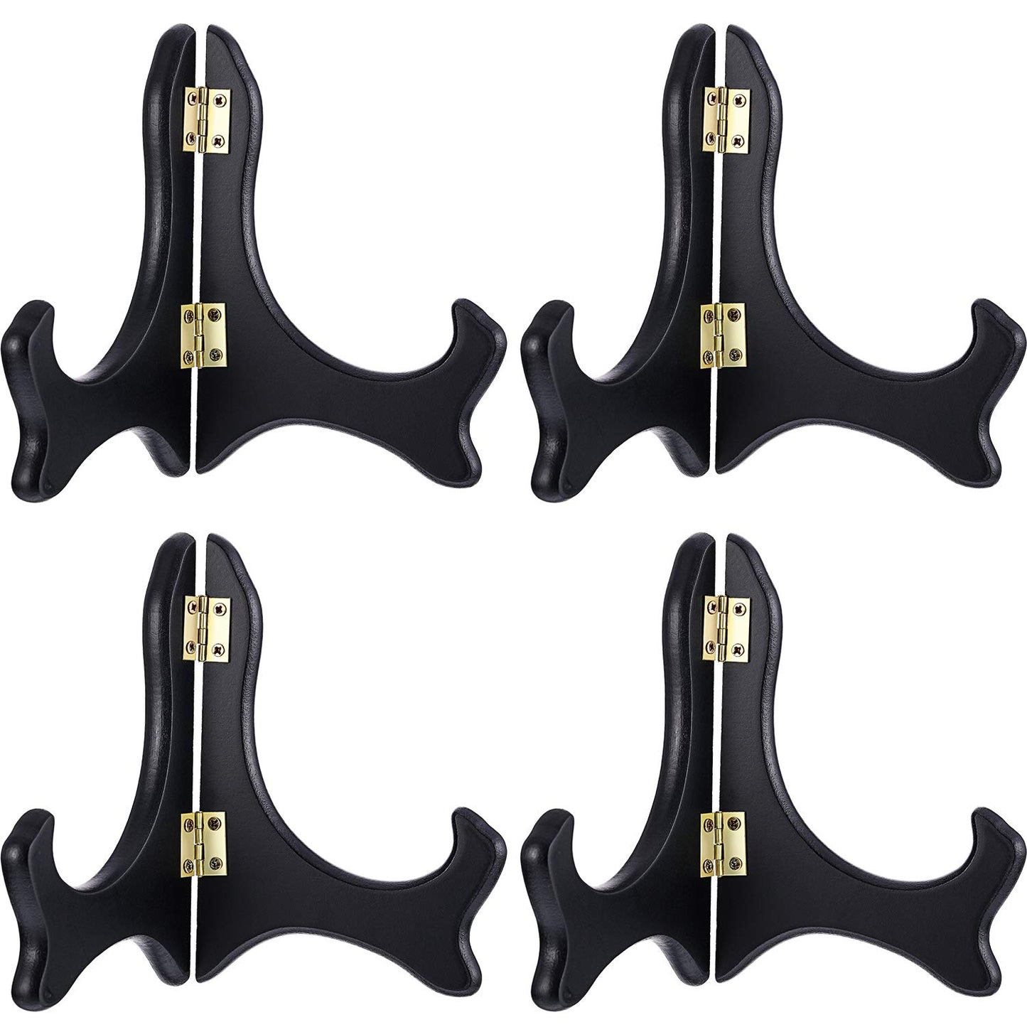Tatuo 4 Packs Wooden Display Stand Decorative Plate Stands for Display Picture Frame Stand Holder Easels (5 Inch, Black)