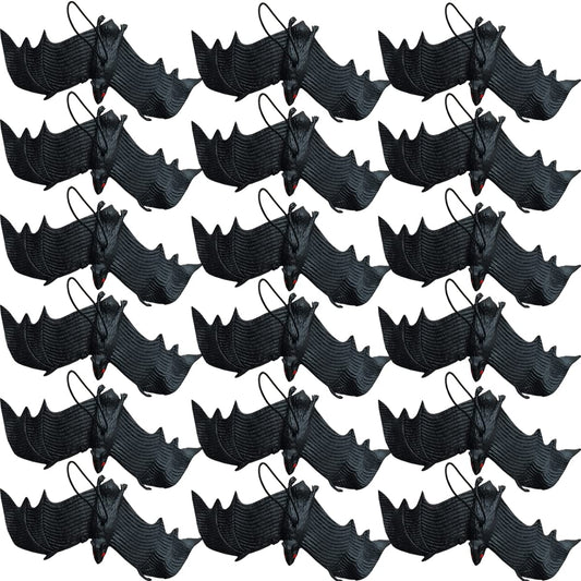18PCS Halloween Simulation Hanging Bats Realistic Looking Scary Bats,Fake Rubber Hanging Vampire Bats for Halloween Party Favors and Decoration,Haunted House