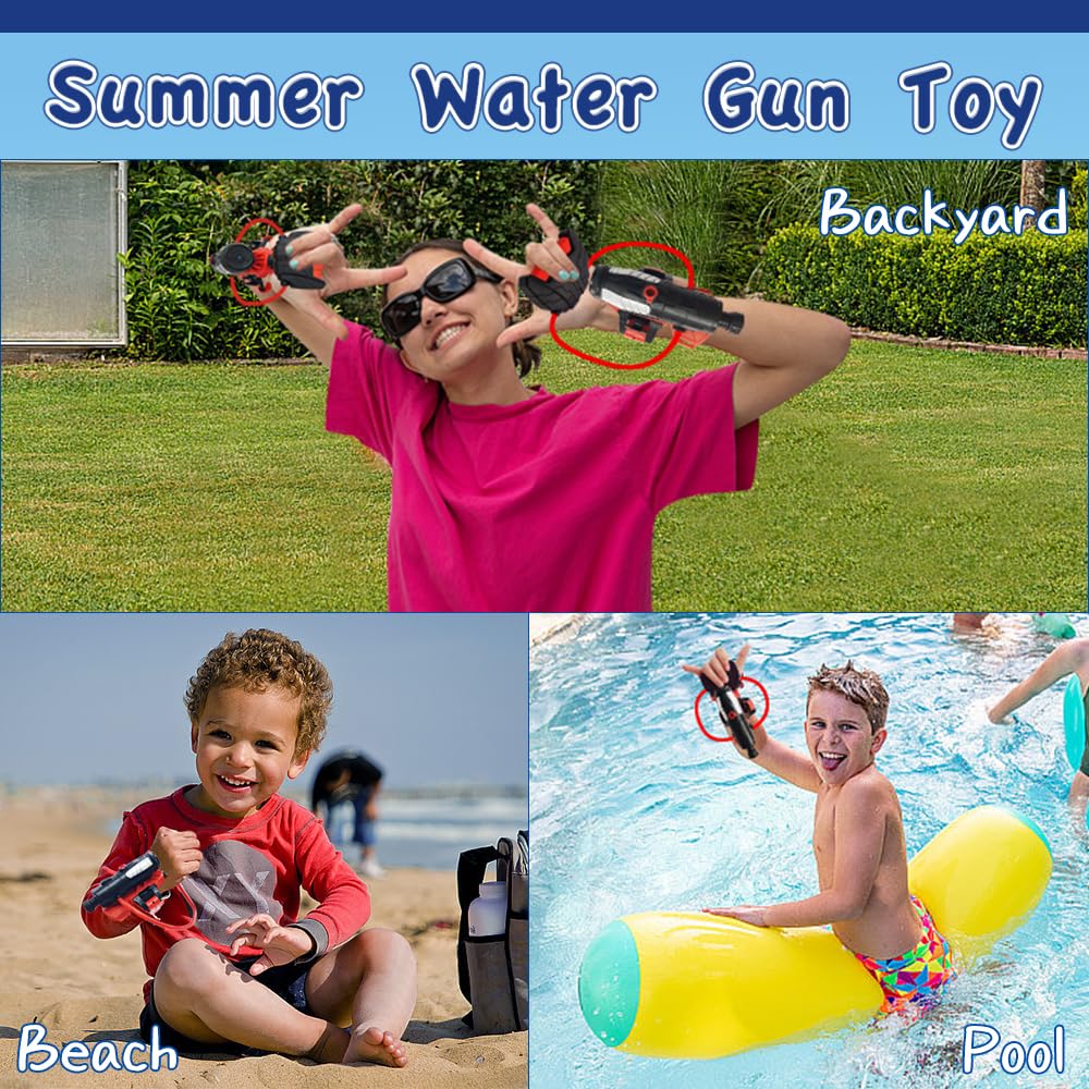 Summer Water Toys, econoLED Water Guns, Superhero Squirt Guns with Glove Summer Party Swimming Pool Beach Outdoor Water Fighting Toys for Kids