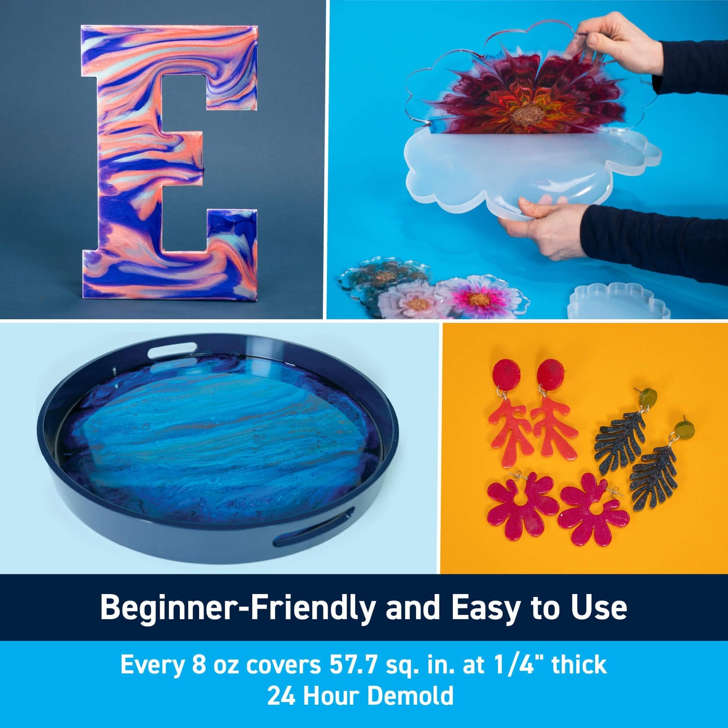 Artist Epoxy Resin - 16 Oz. Pint Kit with 1:1 Mix Ratio and UV Resistance - High-Gloss, Crystal-Clear Casting Formula for Artwork, Charms, Crafts, Jewelry, and Tumblers
