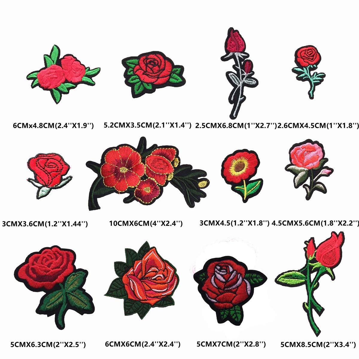 Qingxi Charm 24pcs Assorted Flowers Sewing on/Iron on Embroidered Patches Clothes Dress Hat Pants Shoes Curtain Bag Wallet Sewing Decorating DIY Craft Embarrassment Applique Patches(Flowers 24pcs)