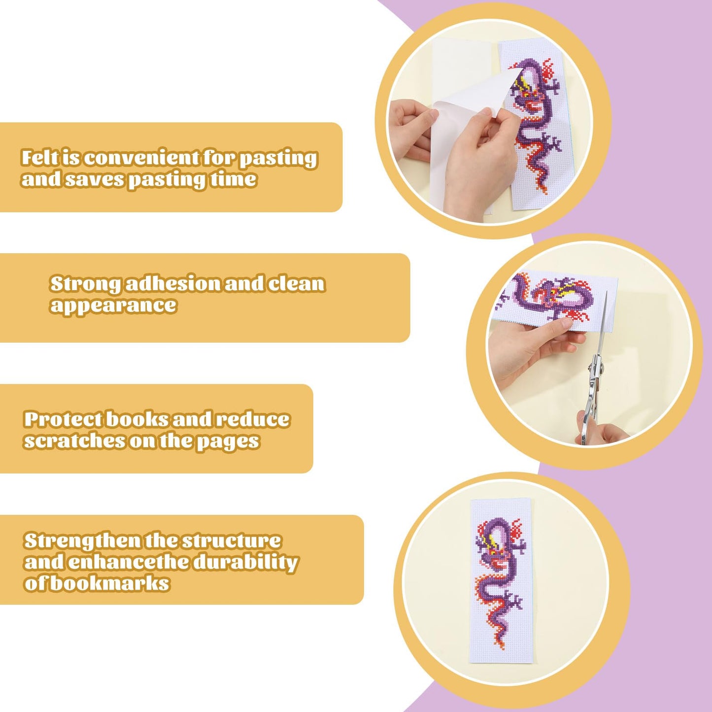 6 Pcs Cross Stitch Bookmark Kit for Beginner Dragon Pattern Stamped Embroidery Stitch Kits for Starter DIY Bookmarks Printed Cross Stitch Kits with 13 Colors Embroidery Floss