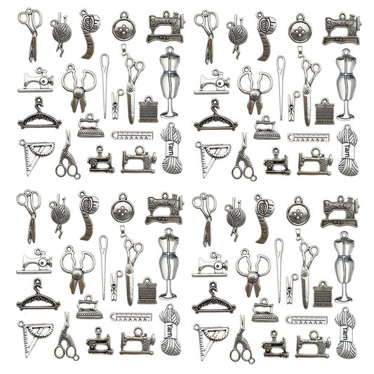 WOCRAFT 120pcs Antique Silver Sewing Tool Charm for Jewelry Making Alloy Sewing Charms for DIY Crafts (SN049)