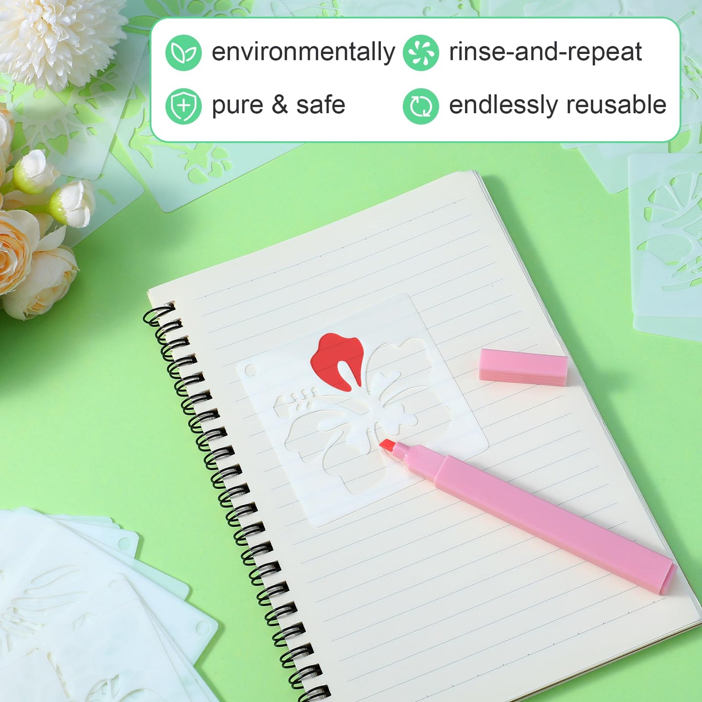 36 Pcs 3 Inch Flower Stencils, Small Stencils for Crafts, Reusable Paint Template for Wall, Butterfly & Bird Stencil for Painting Home Decor Art Projects