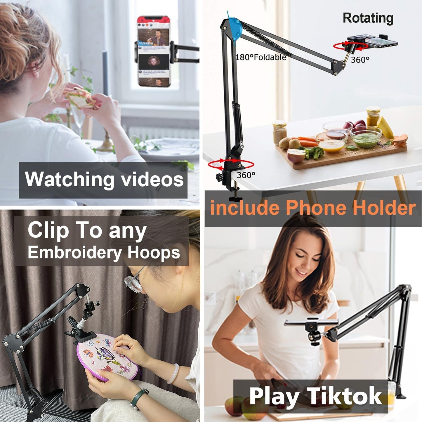 Hand Embroidery Hoop Holder Adjust Embroidery Hoop Stand Metal Embroidery Lap Stand Folding Hand Embroidery Stand Lap Cross Stitch Stand Hands, Suitable for Embroidery Hoops