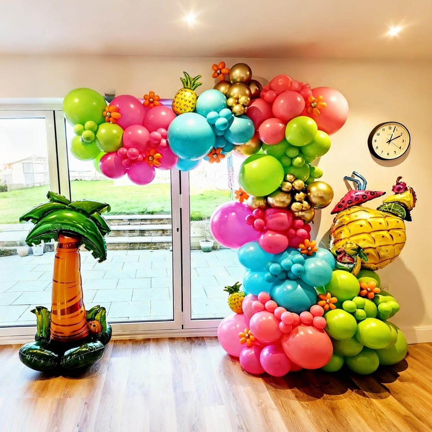 Lukiituke Tropical Balloon Arch Kit, 134Pcs Summer Balloons, 4Sizes Hot Pink Yellow Orange Lime Green Teal Rainbow Balloon for Summer Hawaiian Birthday Pool Party Decorations