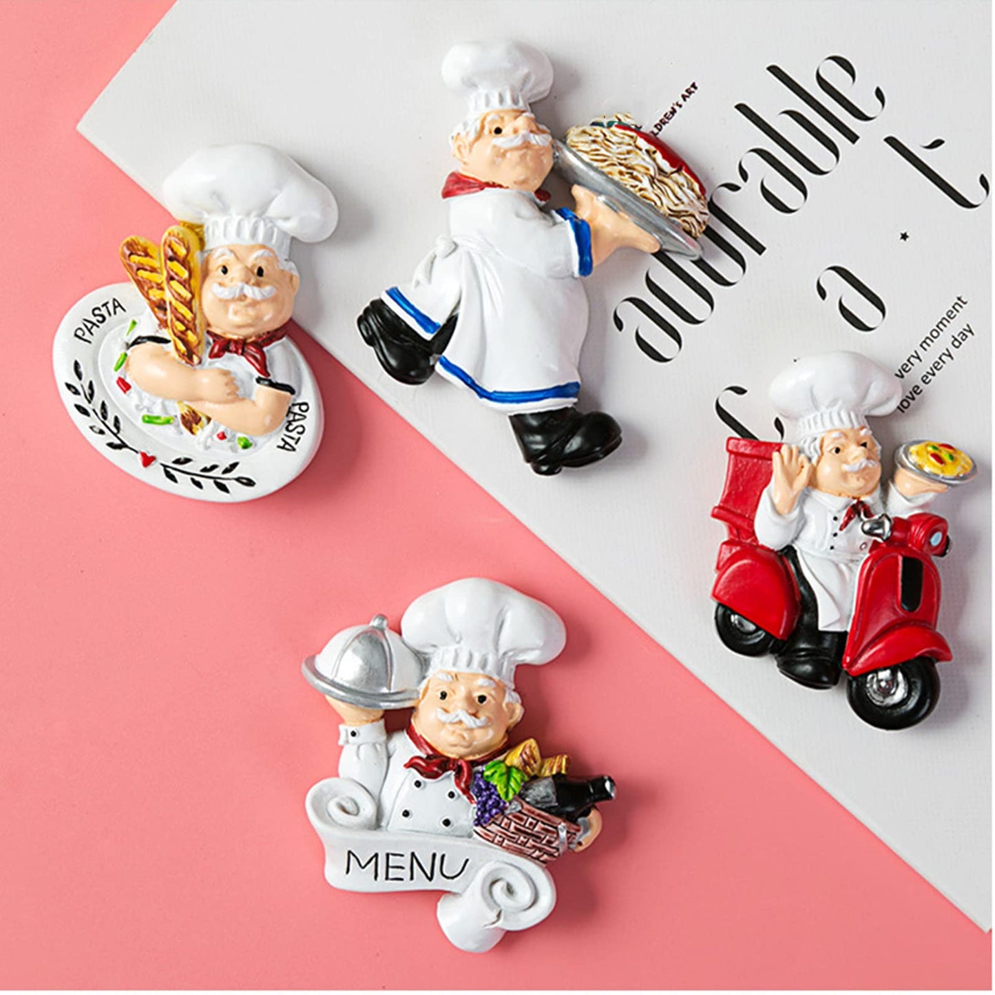 10 Pieces Chef Fridge Magnets, Cute Italian Chef Magnets for Refrigerator, Funny Kitchen Chef Figurine Decorations, 3D Resin Baker Refrigerator Stickers for Whiteboard, Map, Cabinets