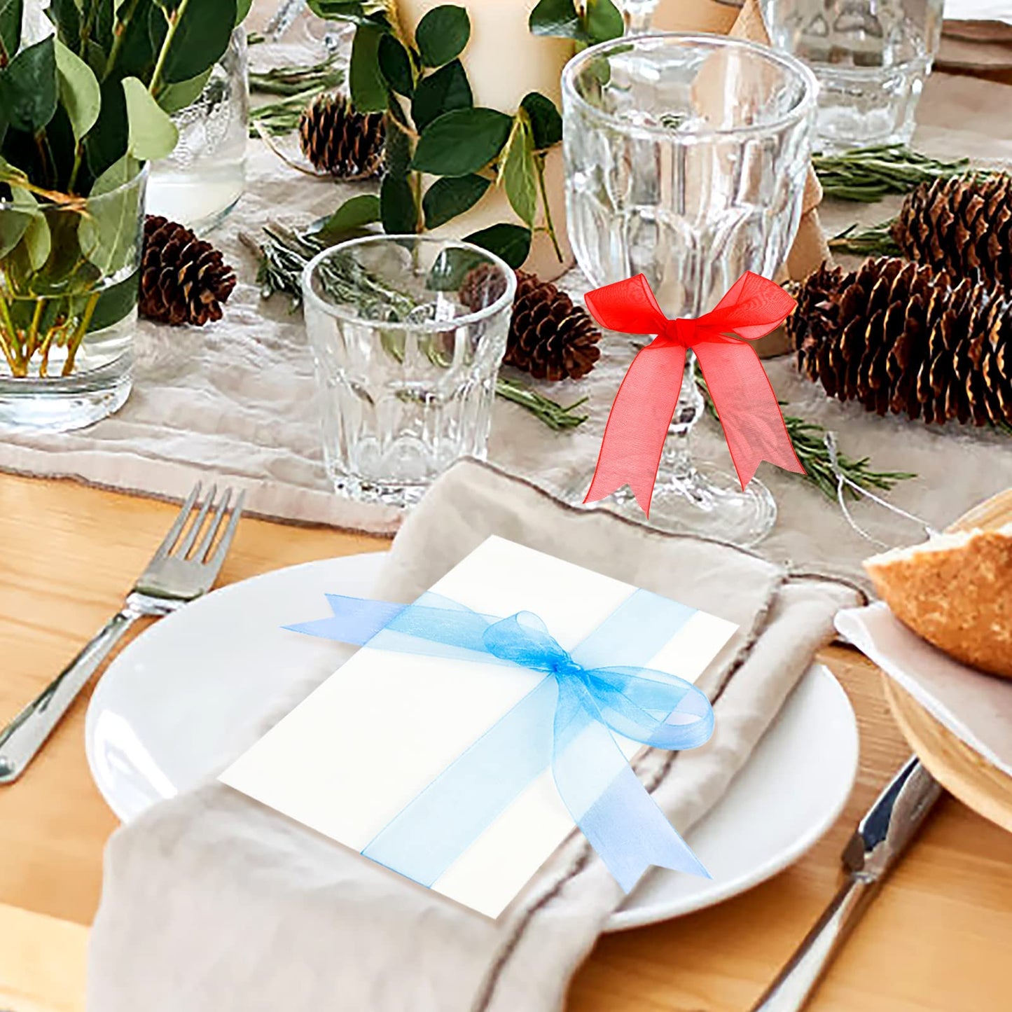 6 Rolls Organza Ribbon Sheer Chiffon Ribbon Transparent Chiffon Ribbons for Christmas Valentine's Day Gift Wedding Birthday Bouquet Garland Bow Making (25 Yards x 6 Rolls, Rainbow Series)