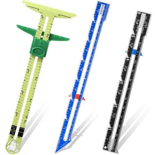 3 Pieces Sliding Gauge Measuring Sewing Tool Set Measuring Sewing Gauge 5-in-1 T-Shaped Sliding Gauge Ruler Fabric Quilting Ruler for Beginner Knitting Crafting Sewing Supplies