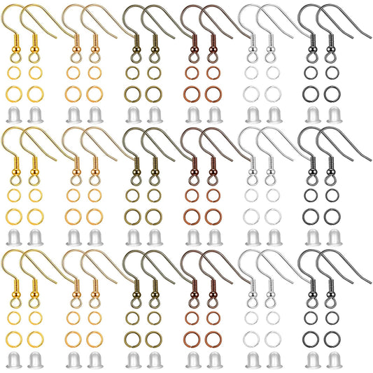 Cridoz 960PCS Earrings Making Supplies Kit with 240PCS Earring Hooks, 420PCS Jump Rings and 300PCS Earring Backs for Earring Making and Repair (Multicolors)
