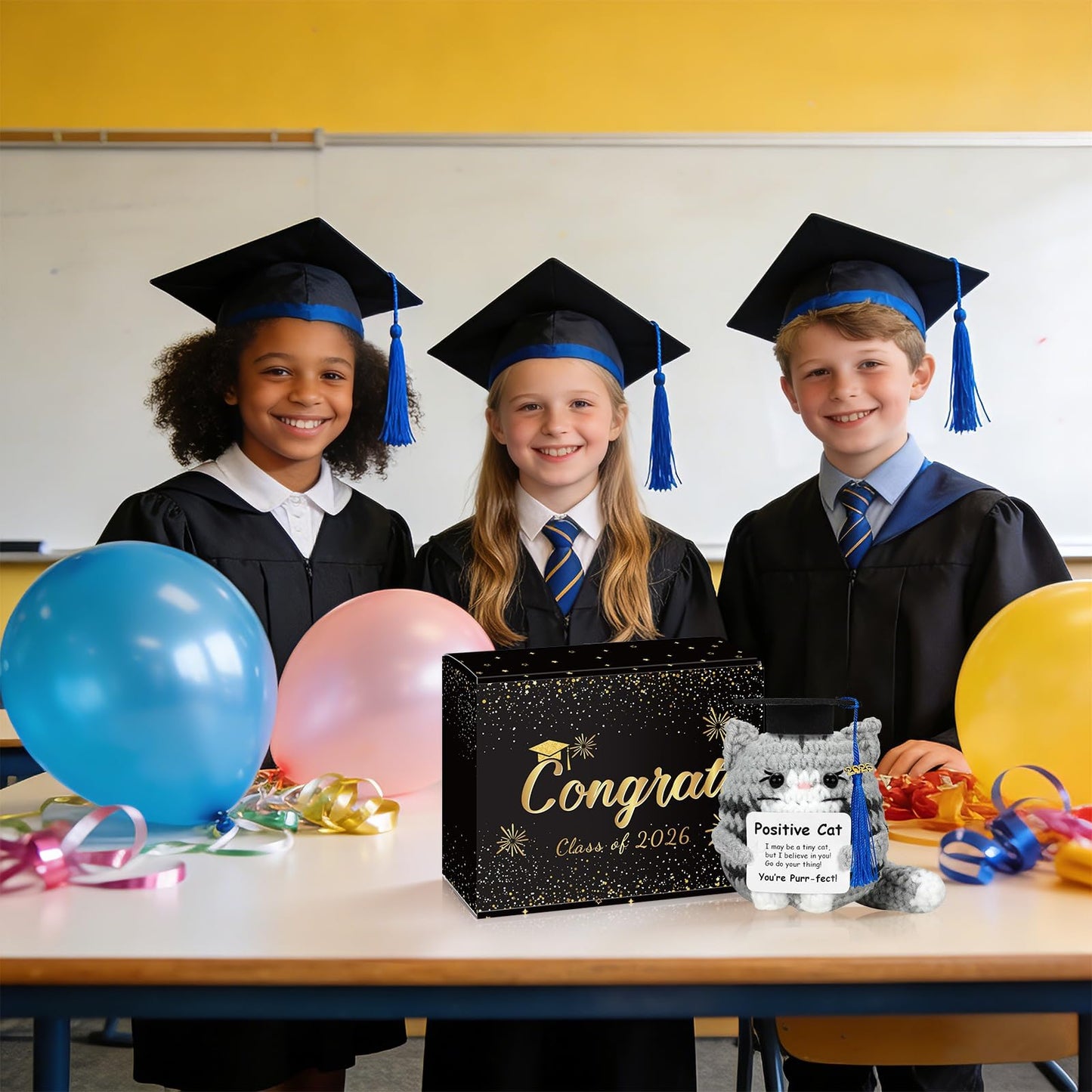 IrichBa Graduation Gifts 2026 for Her Him – DIY Cat Plush with 3 Replaceable Tassels, Graduation Cap & Card - Funny Emotional Support Gift for Class of 2026 High School College Grad
