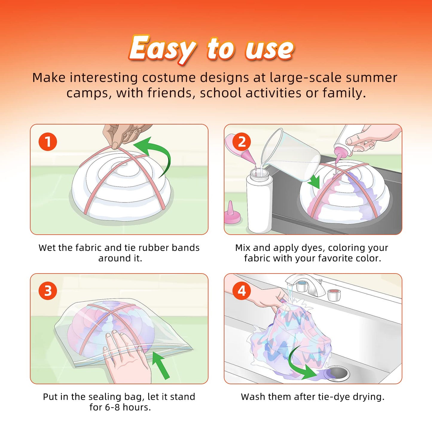 Tie Dye Powder, 12 Colors DIY Tie Dye Powder Bottled Fabric Dye for Large Groups, Tie Dye Kits for Kids Adults, Shirts, Clothing Group Craft Arts Party Supplies(12Bottles,10G Per Bottle)