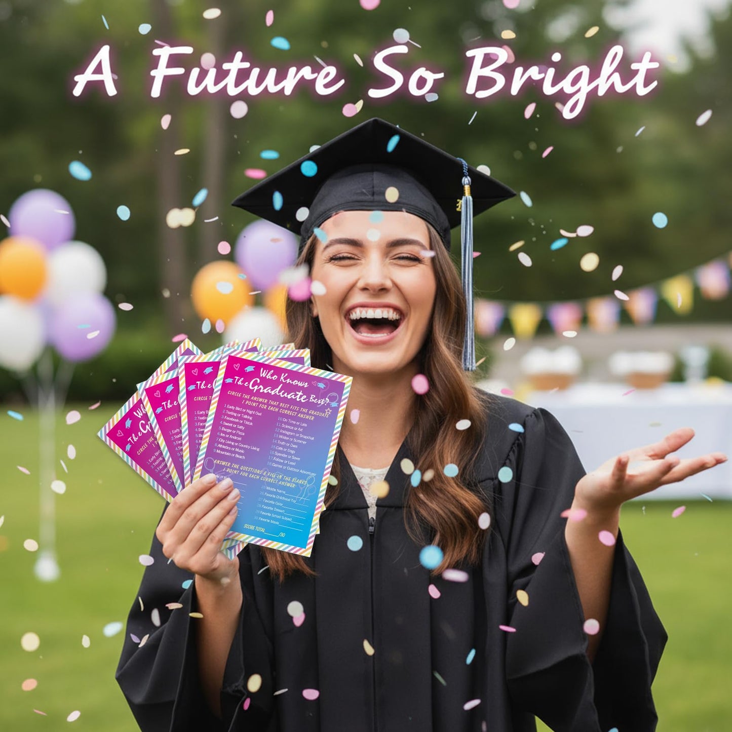 FaCraft 36PCS Who Knows Graduate Best Game Cards - Class of 2026 Graduation Party Games for Guests Funny Graduation Activities for High School & College Grad Parties Rainbow Design Party Supplies