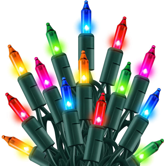 Outdoor Christmas Lights, 20FT 100 Count Christmas String Lights Incandescent, Waterproof Indoor Mini Christmas Tree Lights for Xmas Decorations, Multi Colored