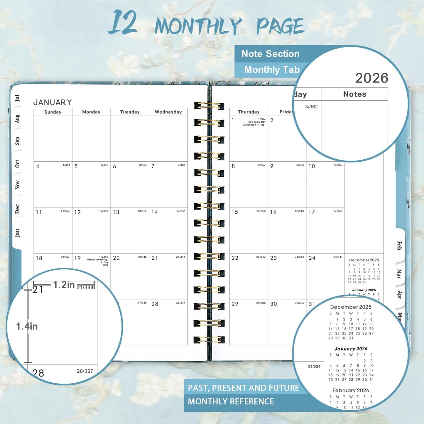 2025-2026 Planner – Planner 2025-2026, July 2025 - June 2026, Weekly & Monthly Planners, 8.5" x 6.4", Hardcover, Twin-Wire Binding, Monthly Tabs, Inner Pocket, Daily Organizer
