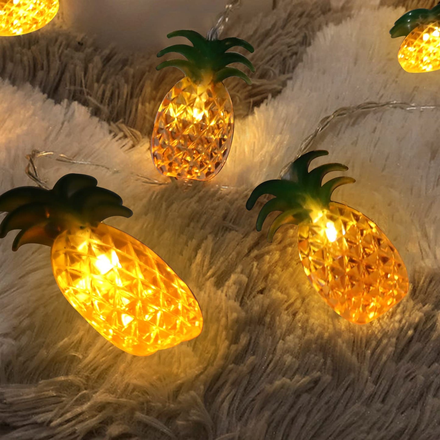 Vigdur 2 Packs Pineapple String Lights - Battery Operated with 20LED Fun Patio Lights for Party Bedroom Home Birthday Indoor Outdoor Hawaiian Tropical Tiki Gifts Decor,13Ft