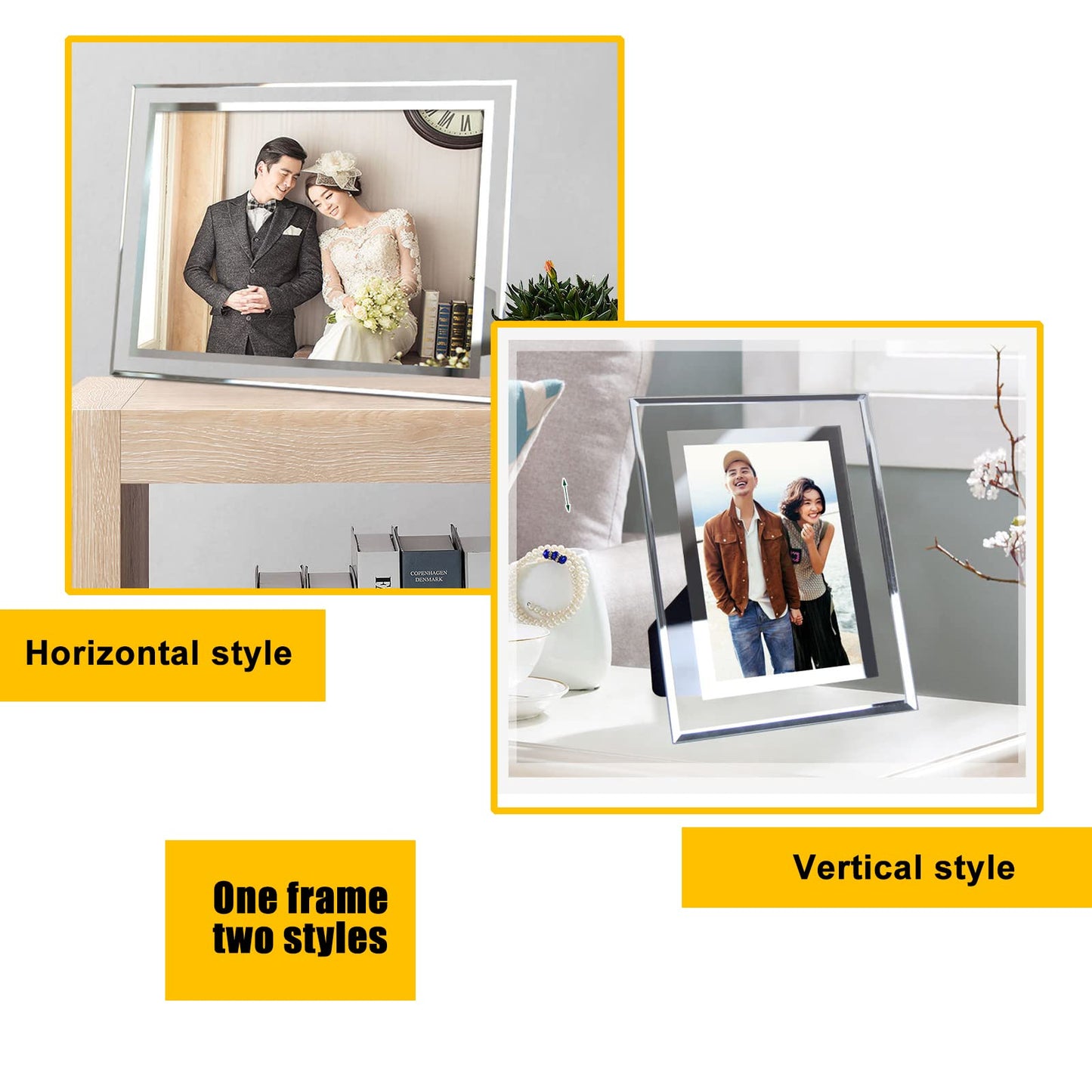 4x6 Glass Frame Small Photo High Transparency Vertical and Horizontal Style for Desk Shelf and Office Table Family Gallery and Wedding or Holiday Decoration