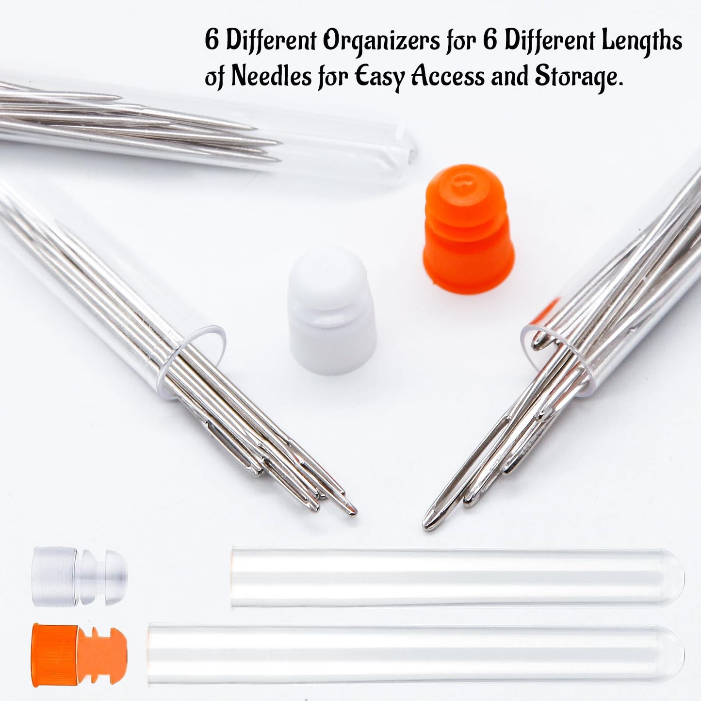 LET’S Beading Large Eye Sewing Needles 6 Sizes Leather Needles Embroidery Thread Needle Sharp Needles Yarn Embroidery Needle with Threader and Needle Bottle for Hand Embroidery DIY Crafting (60Pcs)