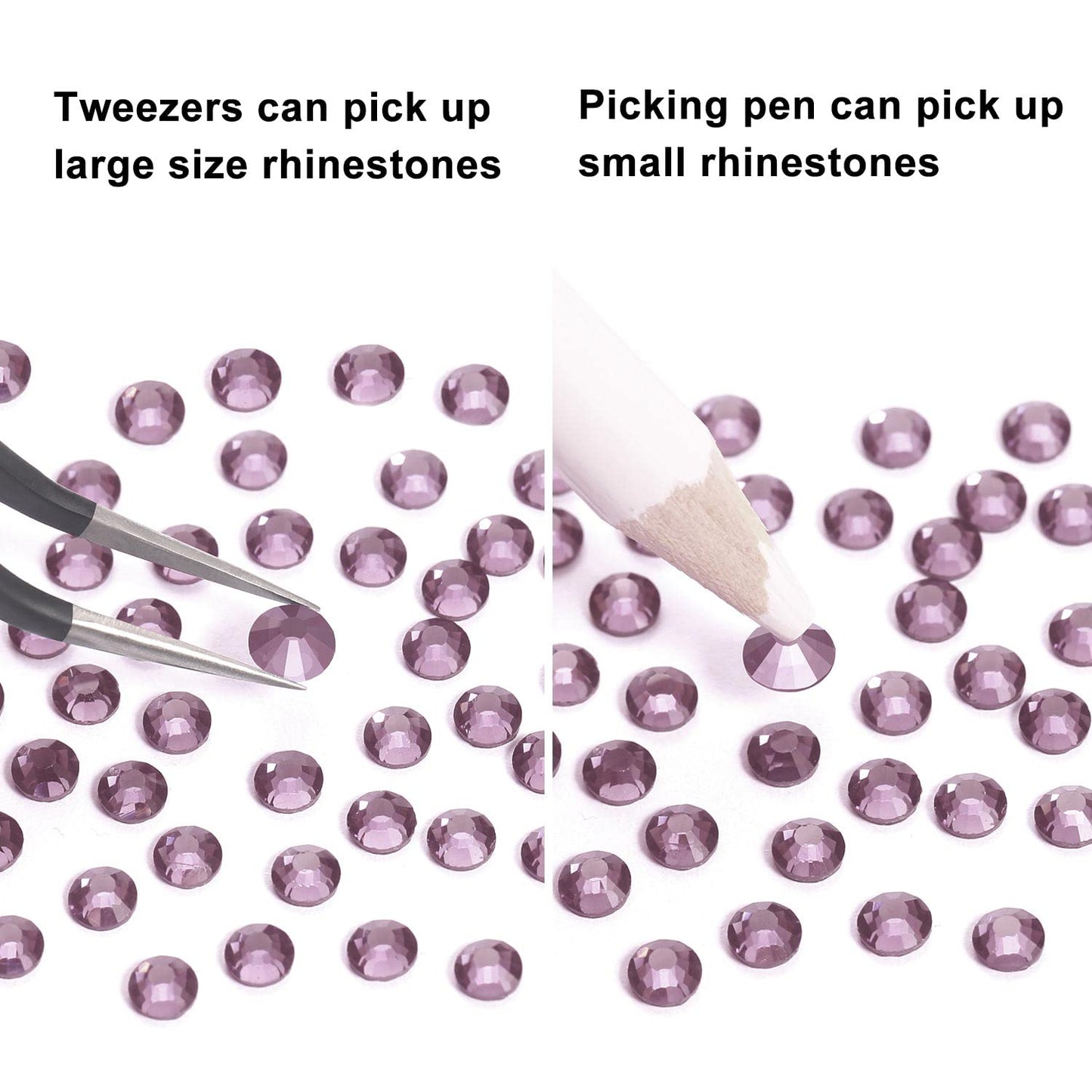 MEIBITE 6796PCS Light Amethyst Hotfix Rhinestones Crystal Stones Glass for Fabric Clothes Shirts Sparkly Flat Back Round with Tweezers and Picking Pen (SS6~SS30 Set)