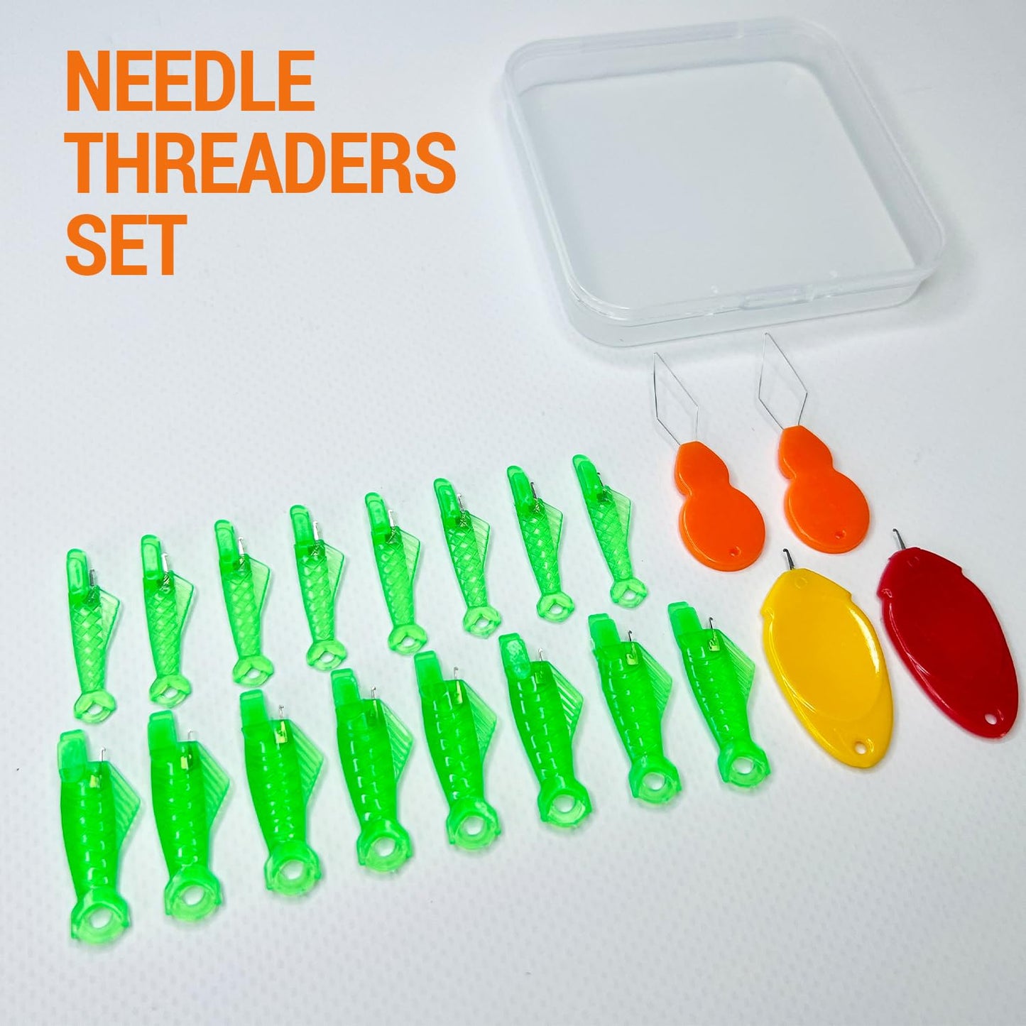 10 pcs Needle Threader Set: Fish Type for Sewing Machines (Compatible Only with Side-Threading Machine Needles) & Simple Hand Sewing Threaders
