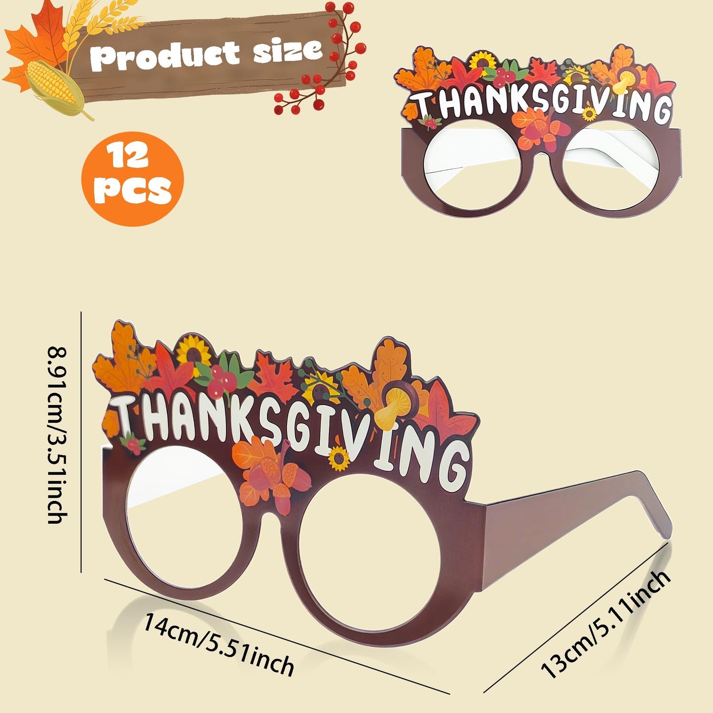 Thanksgiving Outfit Women - 12 PCS Paper Eyeglasses - Thanksgiving Dress Shirts Pajamas Sweatshirts for Girls | Friendsgiving Decorations Decor Party Supplies Essentials for Adults