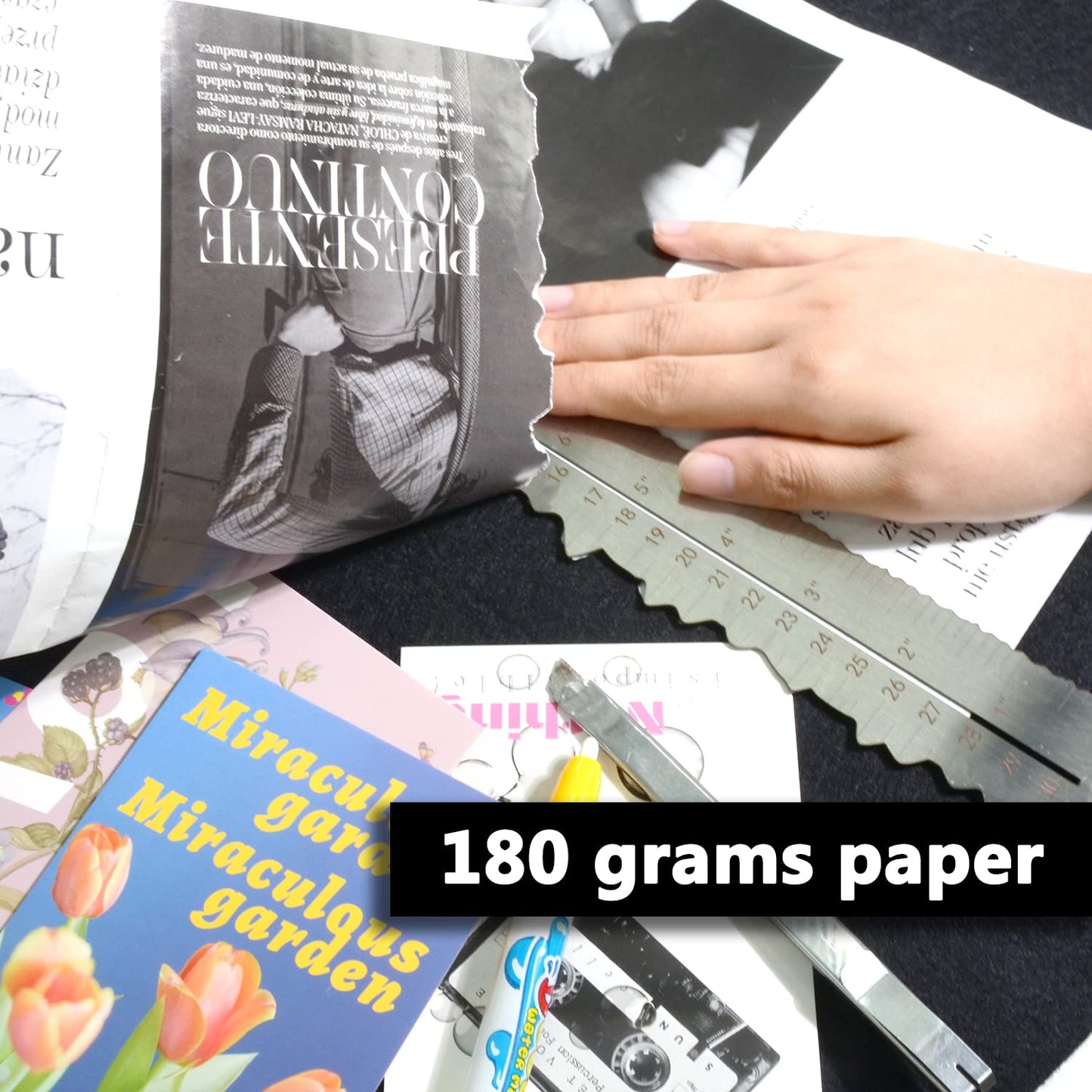 UPTTHOW Stainless Steel Metal Paper Tearing Ruler Craft Ruler for Cutting Paper to Wavy Line Jagged and Irregular Edges 12'' Measuring Tool for Engineering School Office Architect and Drawing