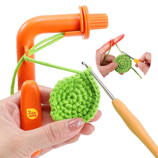 Crochet Holder for Beginners - Crochet Helper to Learn How to Crochet and Make Magic Rings, 3 in 1 Magic Rings Tool, Yarn Tension Regulator and Yarn Guide Tool, Crochet Tool for Beginners (Orange)