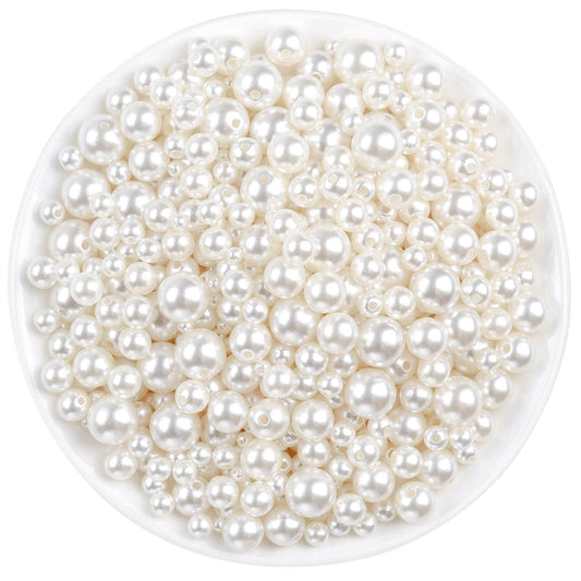 Pearl Beads, Anezus 800pcs Ivory Pearl Craft Beads Loose Pearls for Jewelry Making, Crafts, Decoration and Vase Filler (Assorted Sizes)