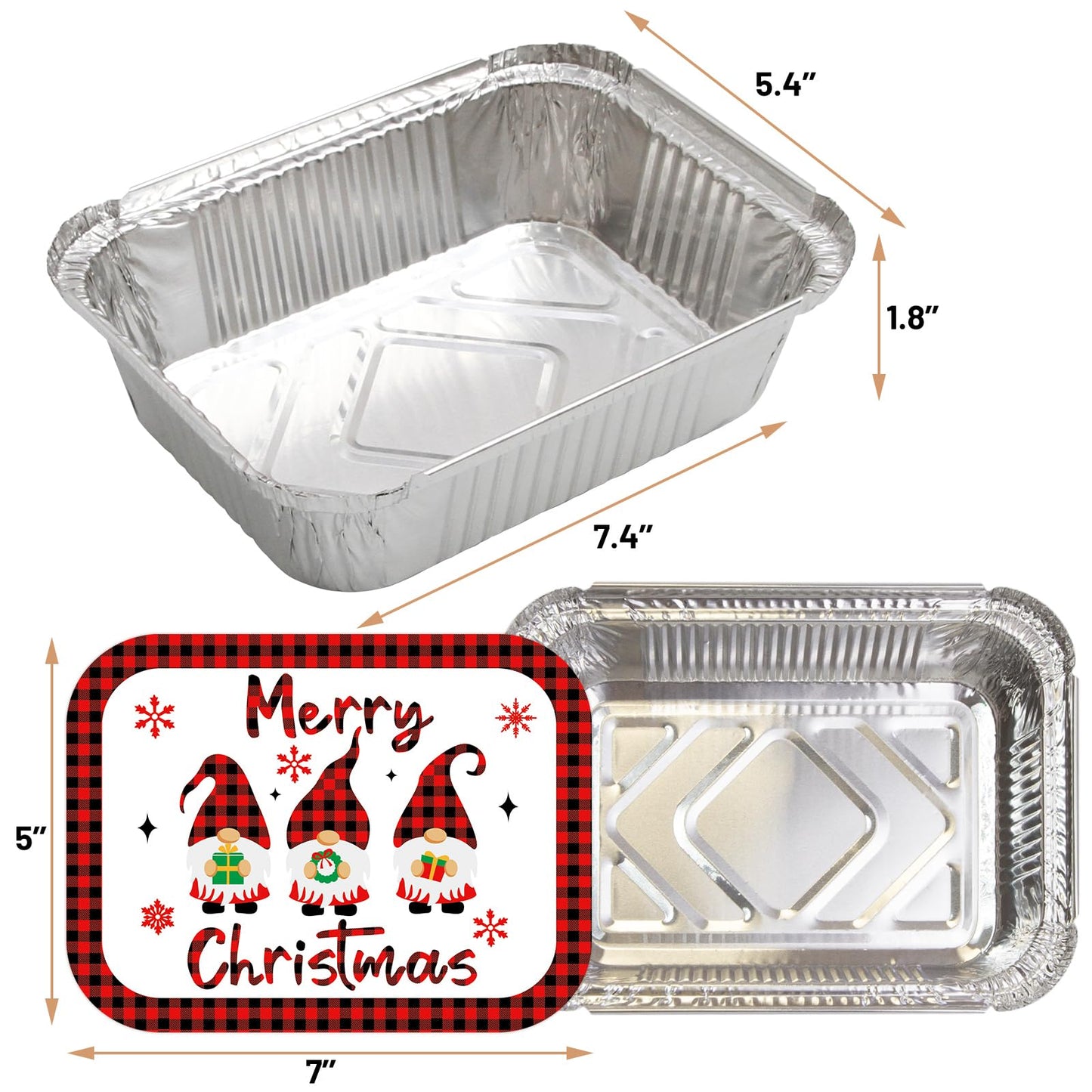 Christmas Aluminum Leftover Containers 36PCS Watercolor Christmas Food Storage with Lids Disposable To Go Containers Foil Tin Pans Winter Holiday Party Supplies