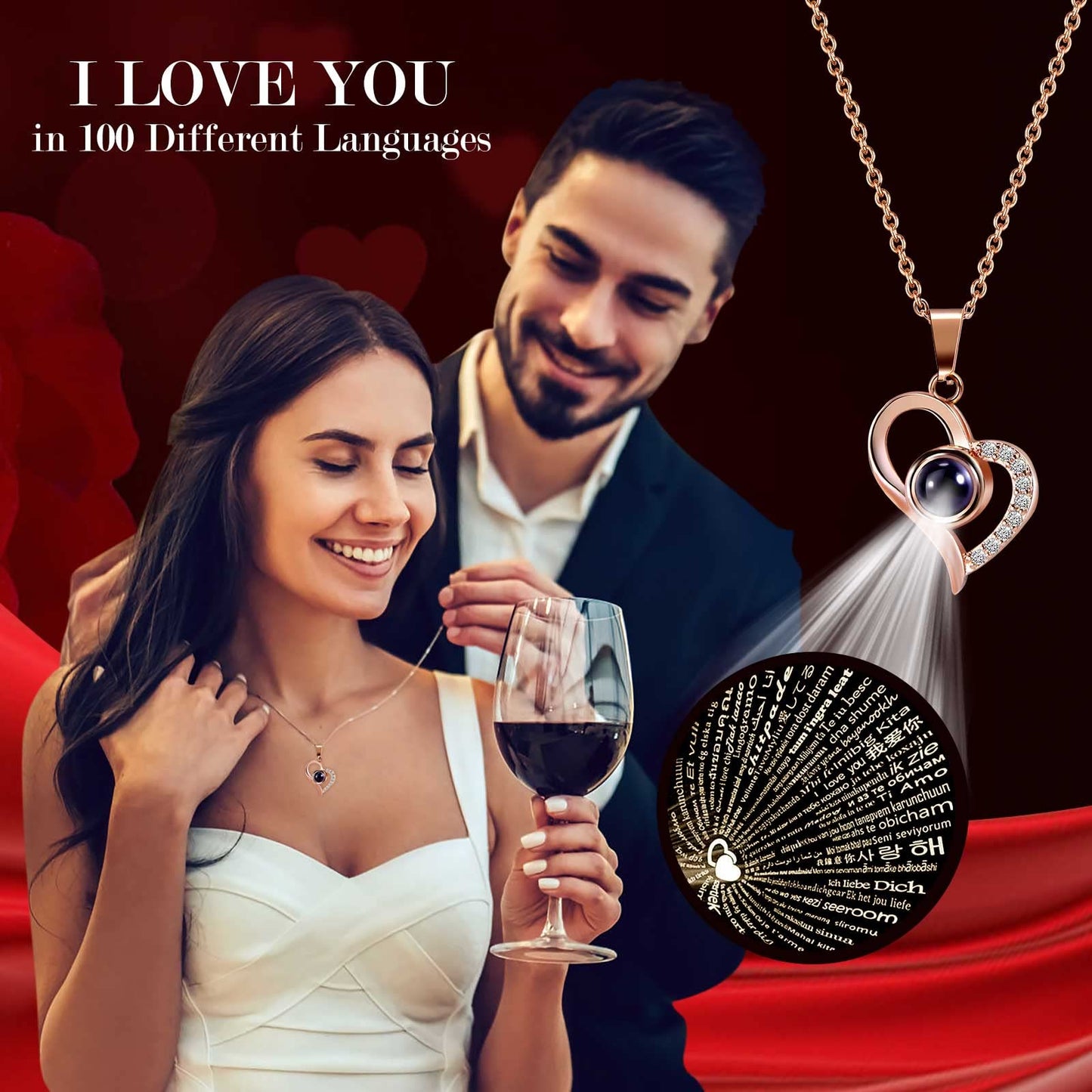 Rose Gifts for Women Birthday Christmas - Preserved Real Roses Forever Red Flowers with I Love You in 100 Languages Necklace and Cute Moss Bear for Girlfriend Wife Mom Grandma