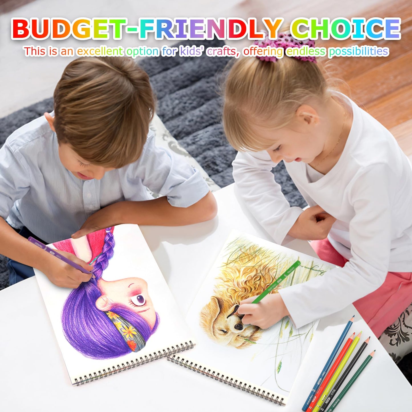 9" x 12" Sketch Book, 2-Pack 50 Sheets Spiral Bound Art Sketchbook, Acid Free Artist Drawing Book Paper, Art Supplies for Adults Kids, Craft Activities, Sketch Art Paper For Drawing Coloring Sketching