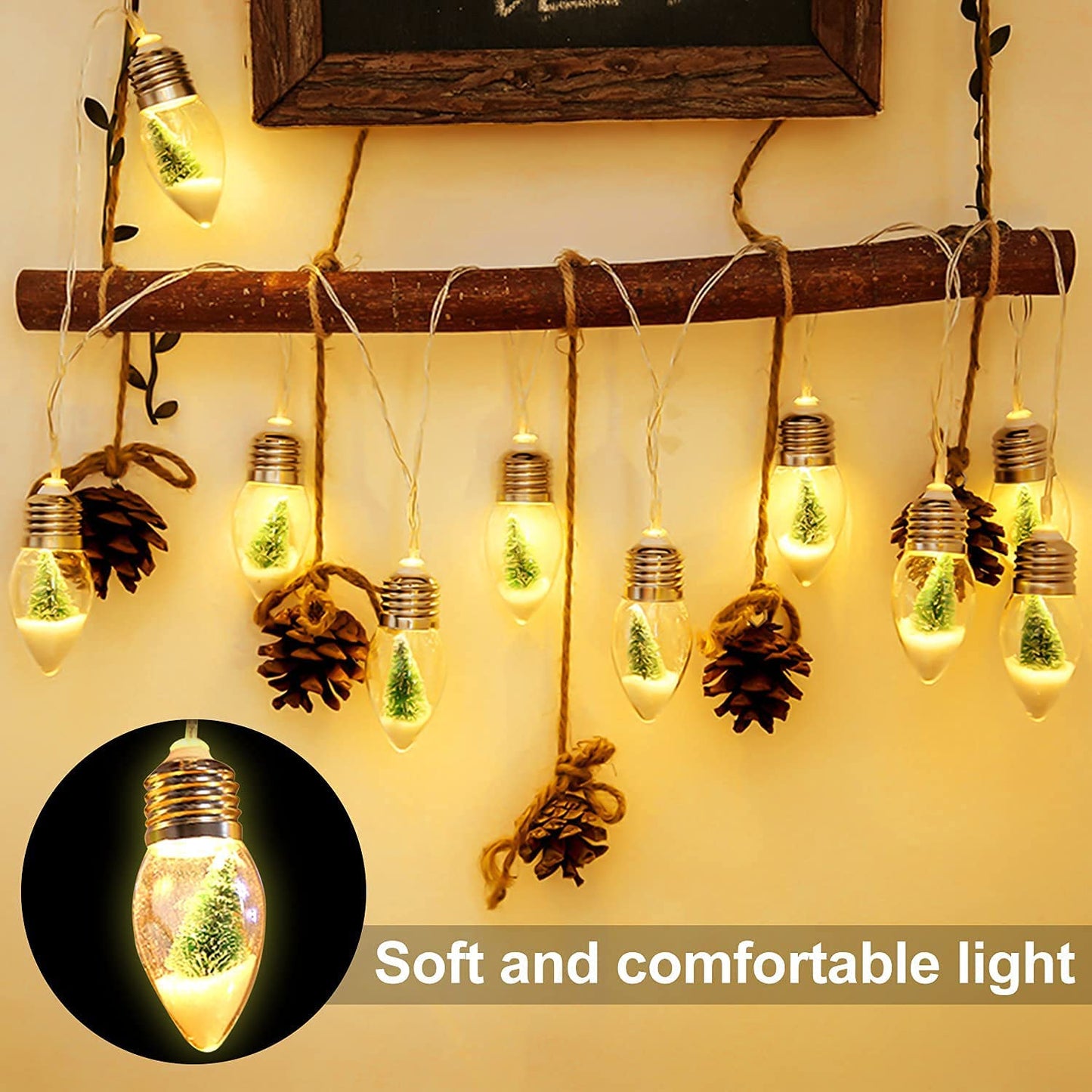 HFXXAD Christmas Tree Snow Globe String Lights, 10 LED Clear Bulbs Christmas Tree String Lights for Bedroom, Wedding, Table Decoration, Outdoor Garden Party, Home Party Decorate(6.6 FT)