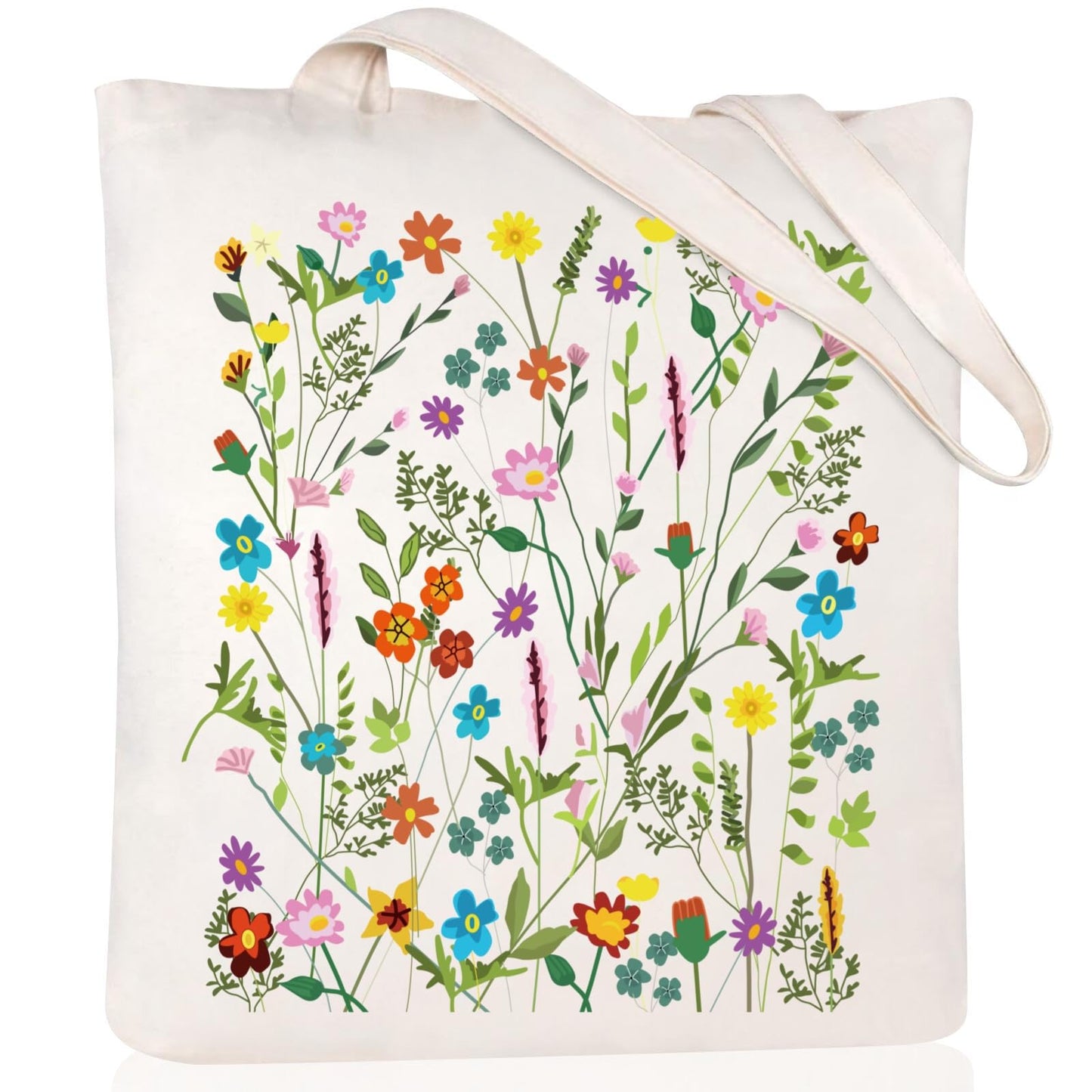 Andeiltech Canvas Tote Bag for Women Aesthetic Cute Shopping Grocery Reusable Bags with Inner Zipper Women Gift