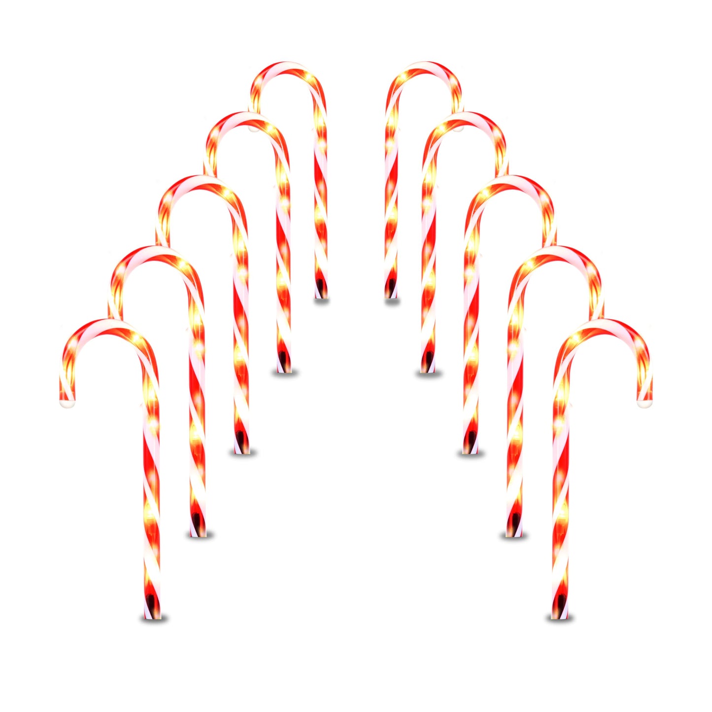 12 Pcs Christmas Candy Cane Pathway Markers Lights, 12” Stakes Lights, Outdoor Decorations for Holiday Xmas Indoor Yard Patio Garden Walkway