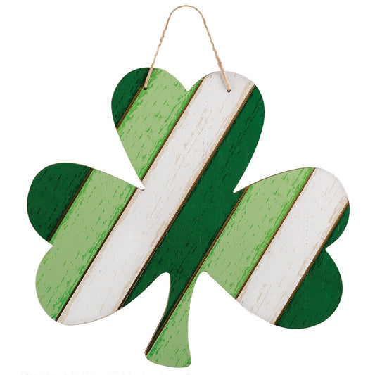 Vibrant Green Shamrock Hanging MDF Sign with Rope Hanger (13" x 14") - 1 Pc. - Perfect for Irish-Themed Decor, Parties & Celebrations