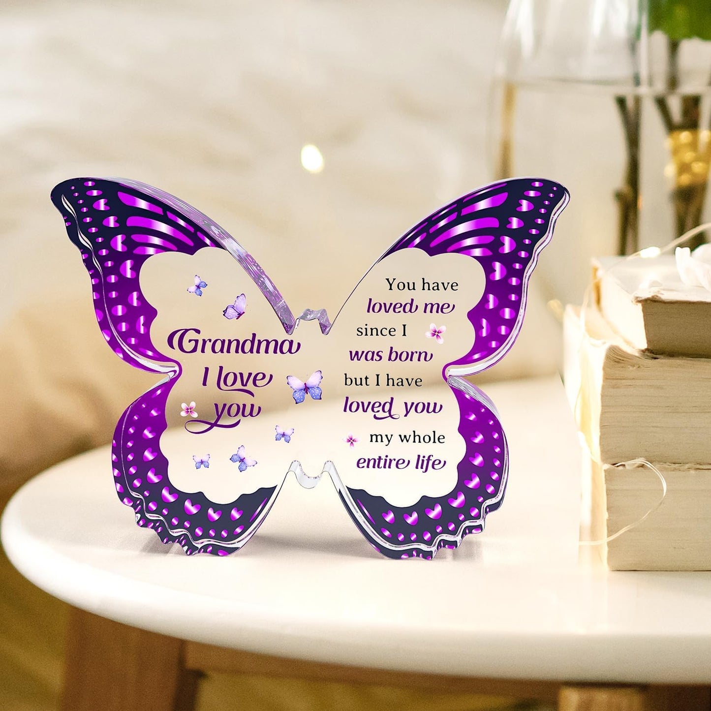 Grandma Gifts, Gifts for Grandma from Grandkids - Butterfly Acrylic Decorations - Birthday Valentines Mothers Day Prensent for Grandmother from Grandkids