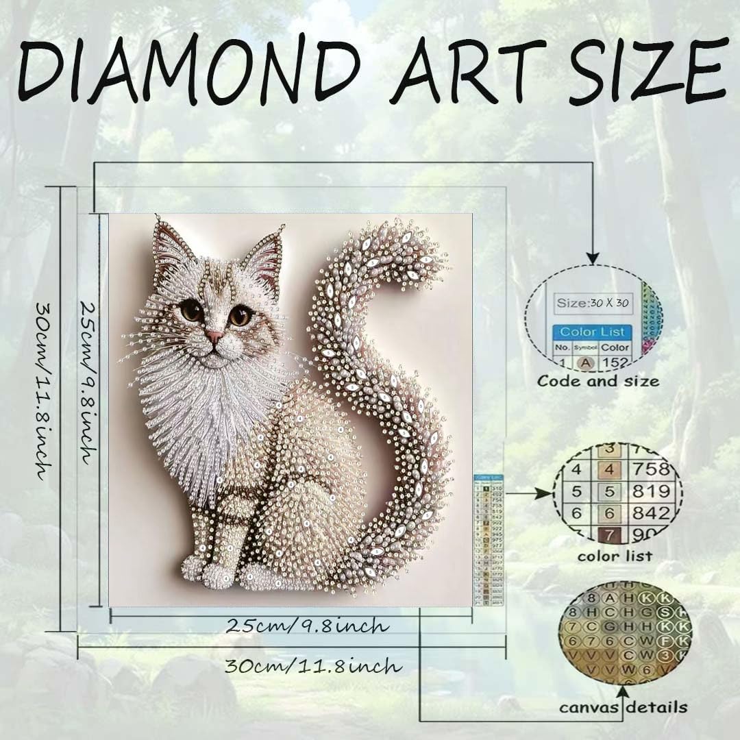 5D Cat Special Shape Diamond Art Kits for Adults,DIY Diamond Painting Kits