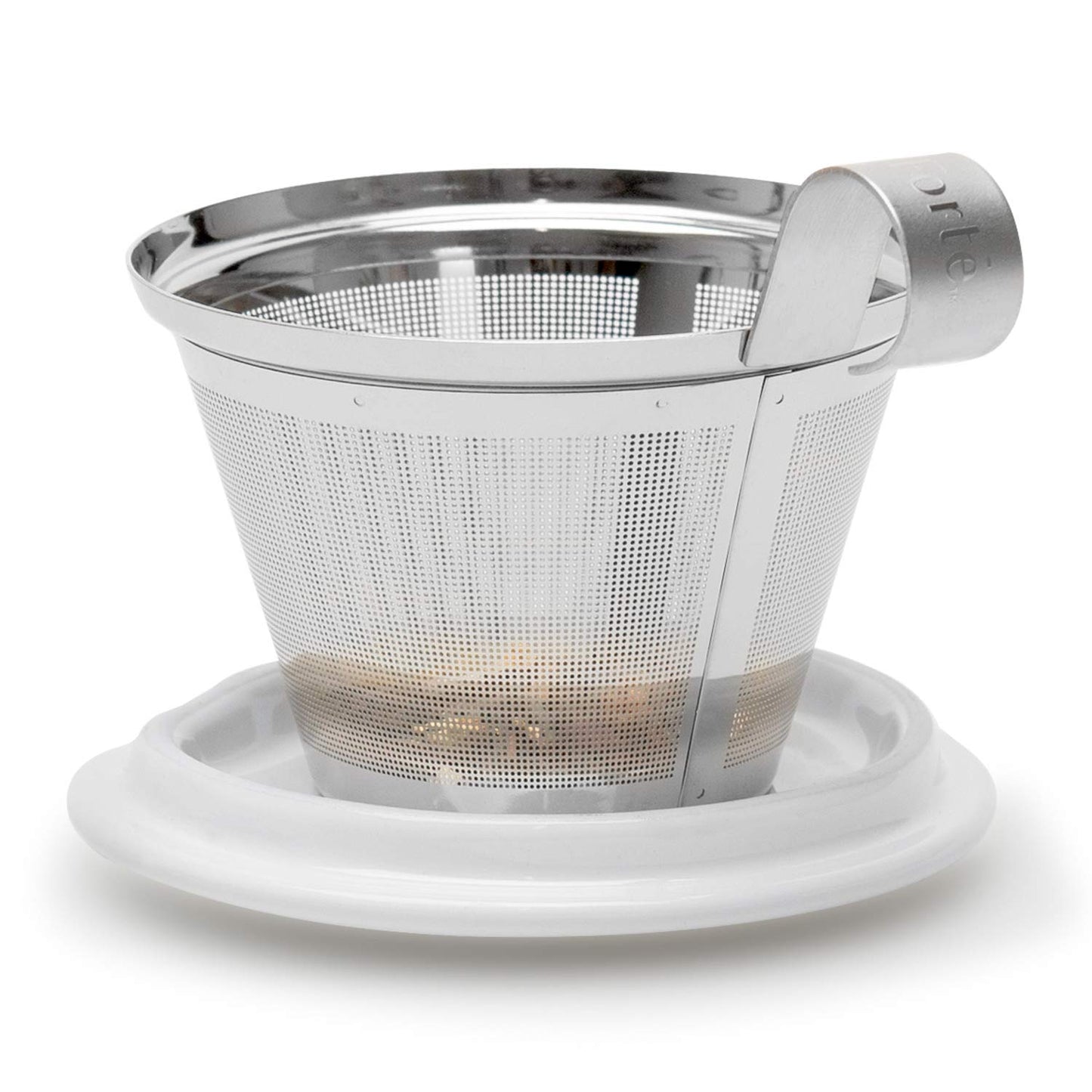 Tea Forte Double-Walled Ceramic Kati Cup, Removable Stainless Steel Infuser Basket and Lid, Steeps 12 oz Loose Leaf Tea, Dishwasher & Microwave Safe, Chakra