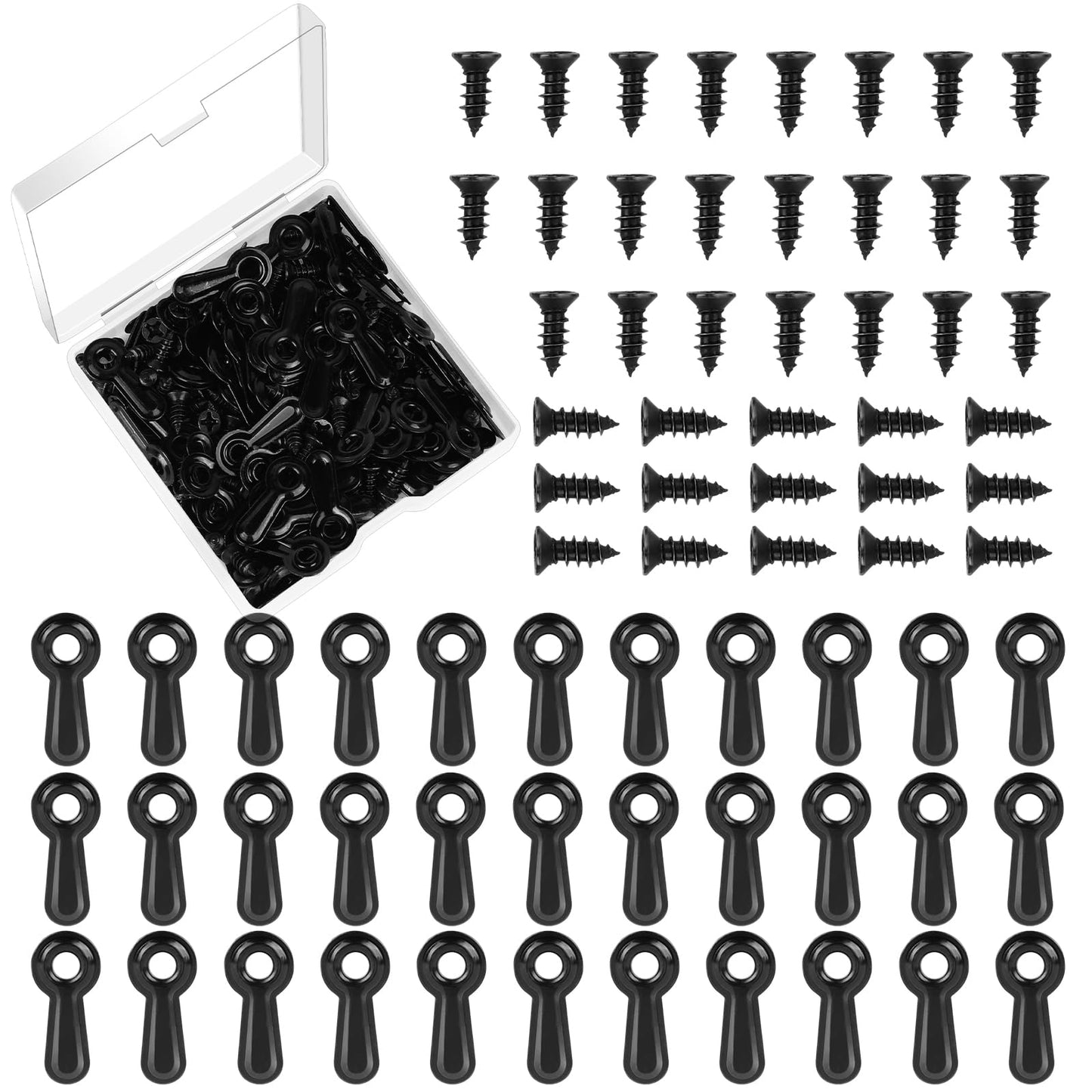 Picture Frame Turn Button Fasteners Set, 100 PCS Picture Frame Backing Clips Photo Frame Hardware Clips with 100 Pieces Screws for Hanging Pictures, Photos, Drawing by PinCute (Black)