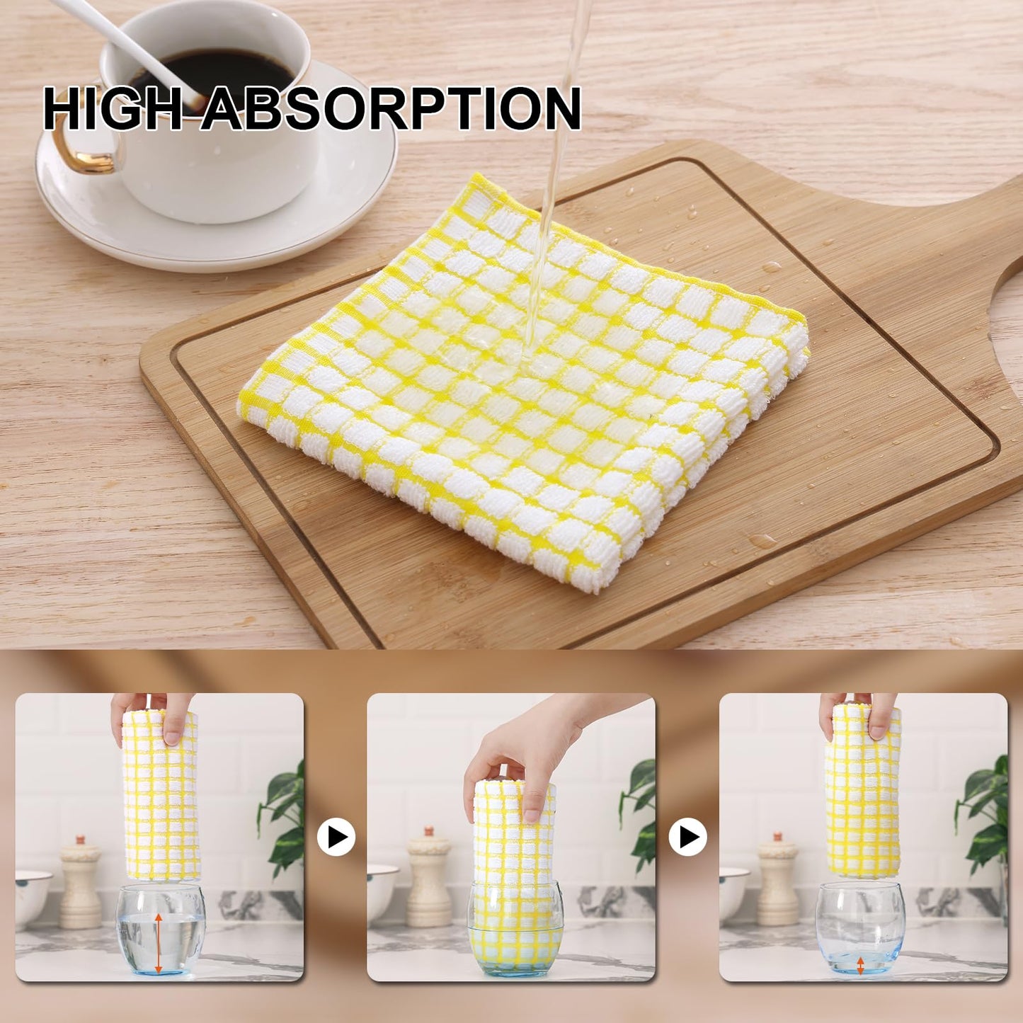 Cotton 8 Pack Terry Kitchen Dish Cloths, 12 x 12 Inches Super Soft and Absorbent Dish Rags, Quick Drying Dish Towels for Washing Dishes, Mixed Color