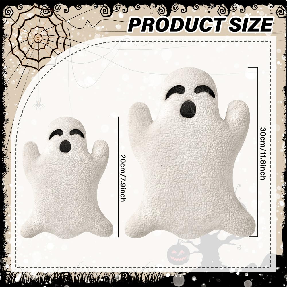 Ghost Pillow,Ghost Decor,Halloween Pillows Set of 2 Cute Ghost Indoor Decorative Throw Pillow Ghost Plush Pillows for Halloween Decorative Home Sofa Bed Ghost Decor Cushion(7.9 Inch)