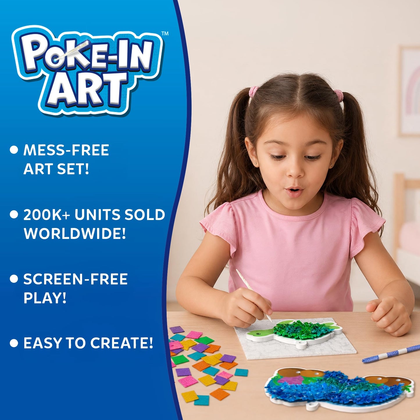 Skillmatics Poke-in Art - Underwater Animals, Mess-Free Arts & DIY Wood Crafts for Kids, Creative Kit, Gifts for Girls & Boys Ages 4, 5, 6, 7, 8, 9