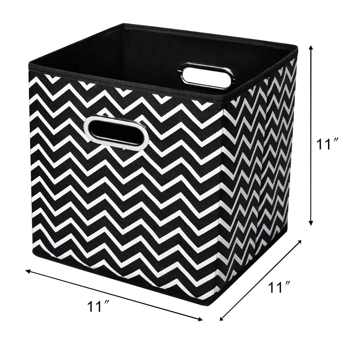 Yunkeeper 11 Inch Cube Storage Bins, Fabric Cubes Organizer Baskets with Handle, Foldable Basket for Closet or Collapsible Storage Box, 11x11x11 Set of 2 (Black Wave)