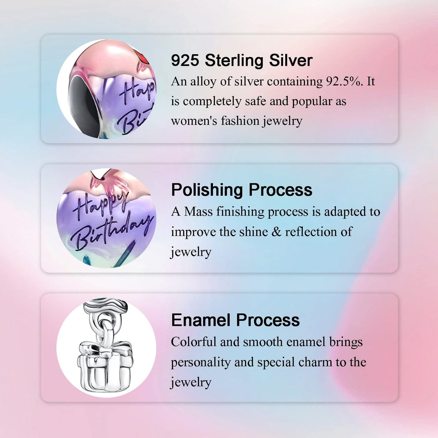 Alstade Happy Birthday Hot Air Balloon Charm 925 Sterling Silver Charms fits Bracelets and Necklace Pendant Bead Charms Jewelry Present for Women Family Friends