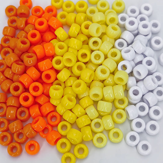 MIIIM 1000PCS 6x9mm Pony Beads Bulk, 5 Styles Yellow Pony Beads for Bracelets Making Kit, Kandi, Hair Braids Crafts for Jewelry Making (Yellow)
