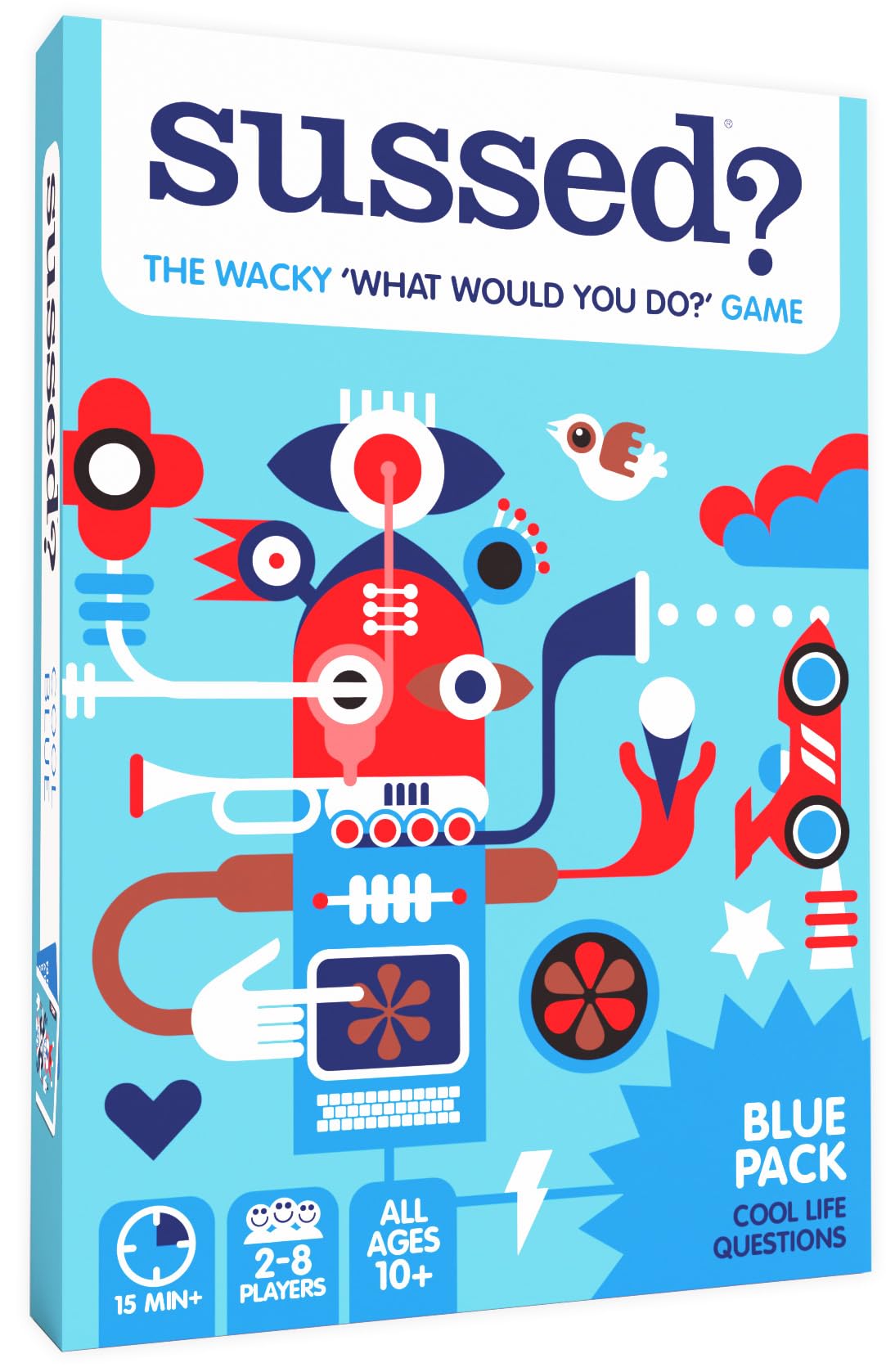 SUSSED The Wacky ‘What Would You Do?’ Social Card Game - Easy Fun for Teens, Boys, Girls, Tweens - Travel Size Game for Road Trips - Kids Ages 10+ & Adults - Cool Blue Deck