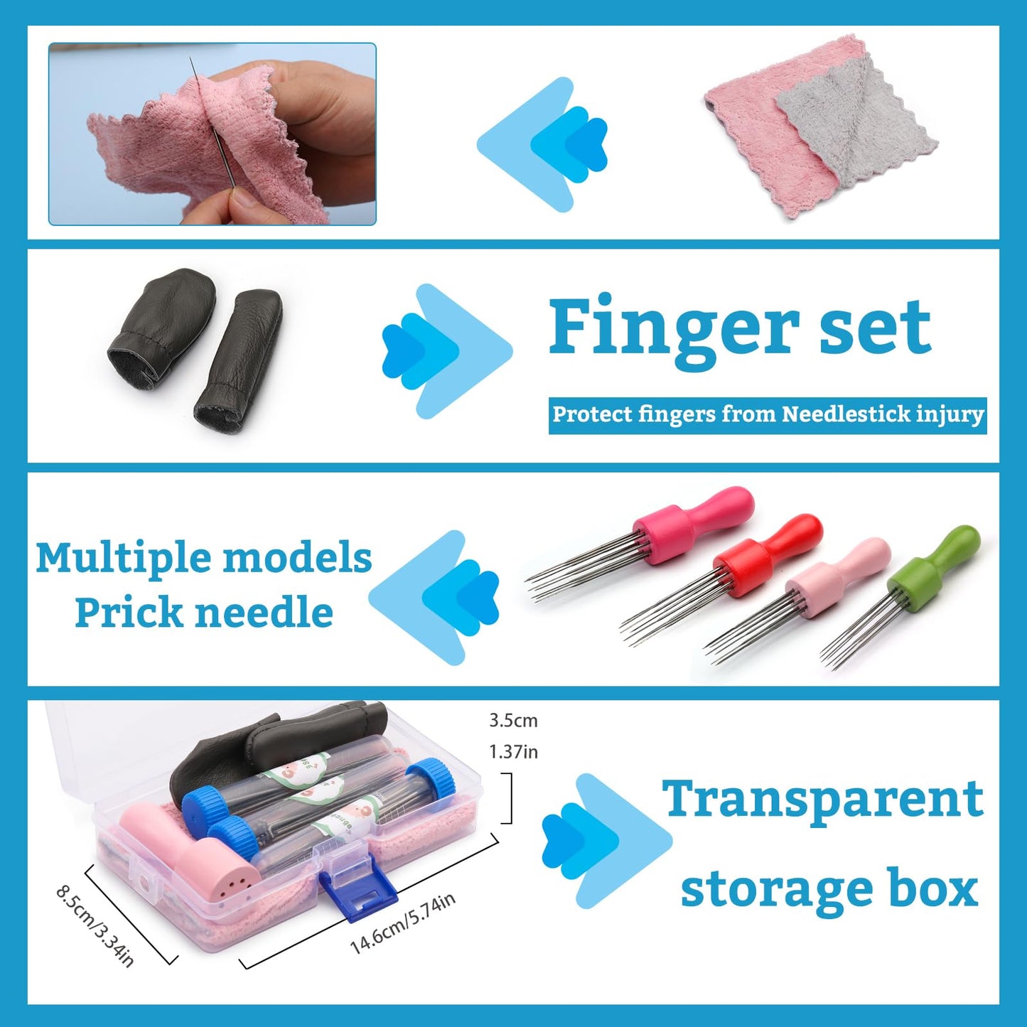 60 Pcs Wool Felting Needles, 3 Sizes Felting Needles with Wooden Handle, Needle Felting Tools, Needle Felting Supplies, Needle Felting Tools, Perfect for DIY Felting Wool Projects