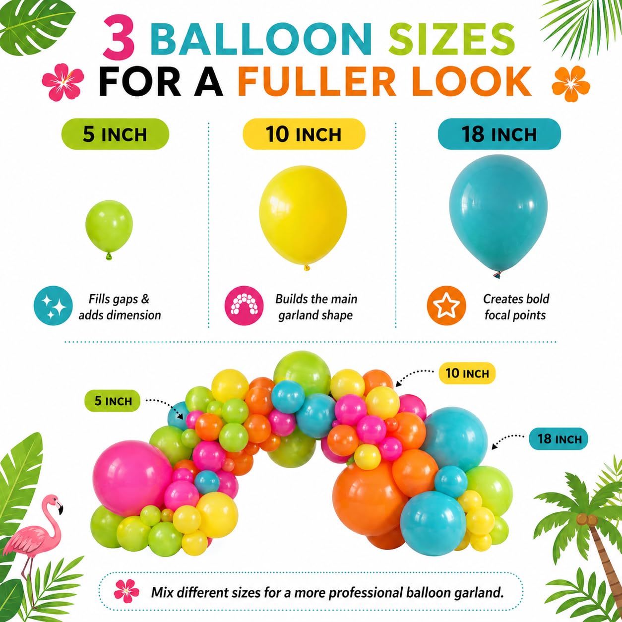 141 Pcs Rainbow Neon Balloon Arch Kit, Hot Pink Lime Green Orange Slate Blue Yellow Latex Hawaii Summer Tropical Balloon Garland for Hawaiian Luau Aloha Birthday Baby Shower Pool Party Decorations