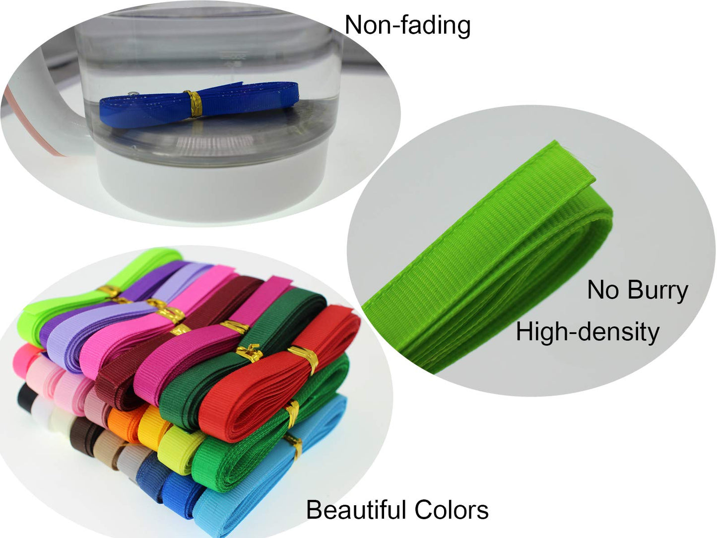 Assorted Grosgrain Satin Ribbon 1/4 inch 100Yards Flower Boutique Gift Wrapping Package Ribbon DIY Crafts Bow Hair Headband Accessories Ribbon 6mm Wide Fabric Ribbon