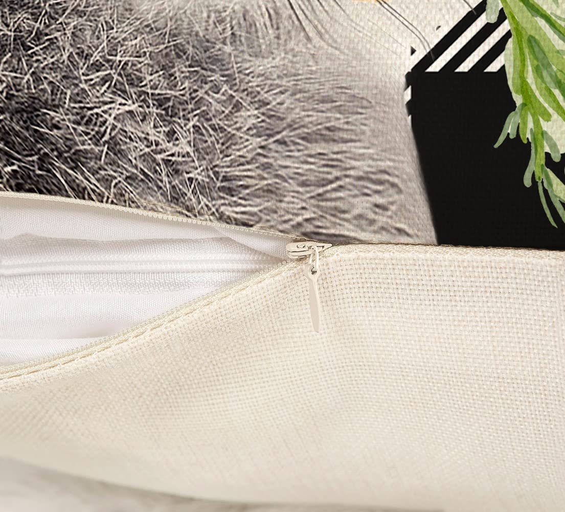 Easter Pillow Covers 18x18 Set of 4 Easter Decorations for Spring Farmhouse Pillows Easter Decorative Throw Pillows Buffalo Plaid Bunny Eggs Welcome Peeps Throw Cushion Case for Home Decor TH163